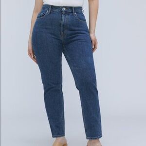 everlane curvy 90’s cheeky straight jean in dark wash blue Sz 29 crop